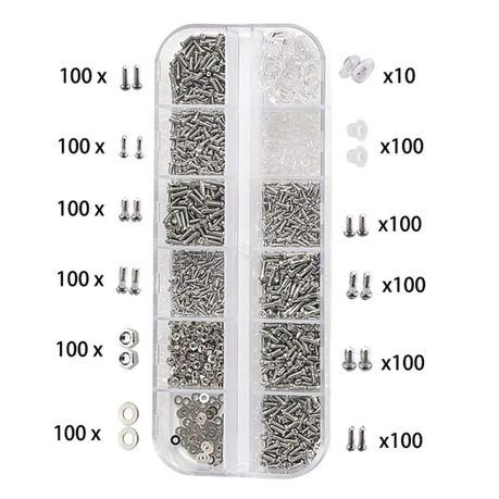 Eyeglasses Repair Kit 1100pcs Tiny Screws and 5 Pairs Nose Pads Stainless Steel Set with Micro Screwdriver Tweezer for Glasses Sunglasses Watch