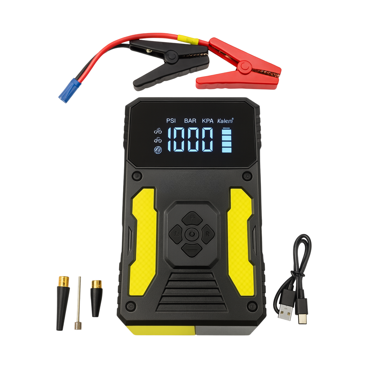 Multifunctional 15000mAh Jump Starter - With Air Pump, Power Bank and LED