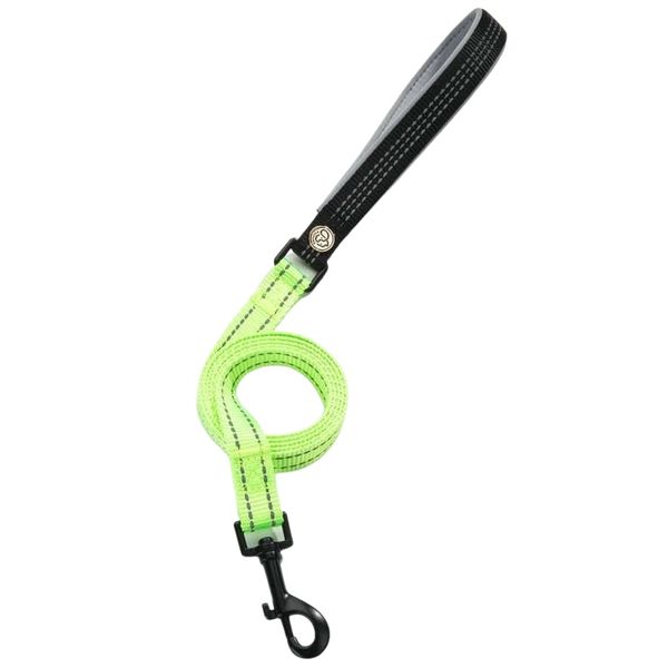 Bright Nylon Dog Lead with Black padded Handle - Green