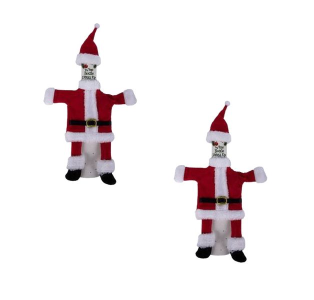 Wine Bottle Santa Suits - for two bottles