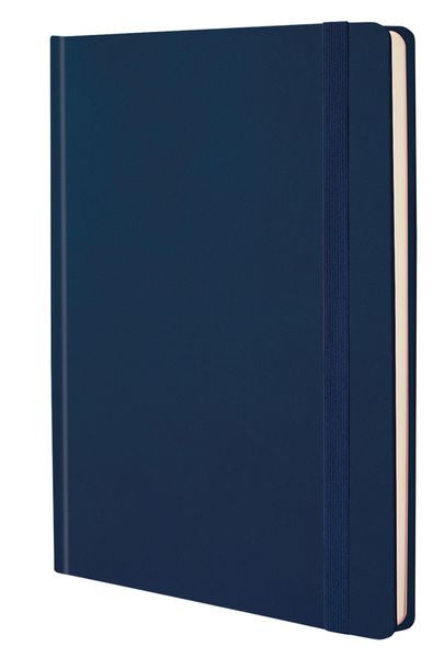 A5 HardCover Journal PU Notebook 160 lined cream pgs, 80gsm Navy Blue