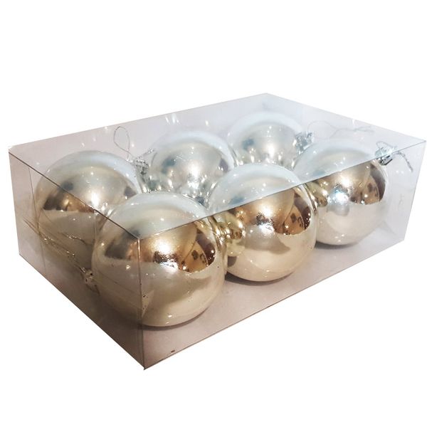 Reflective Silver Christmas Tree Baubles - Christmas Balls 6 Pack