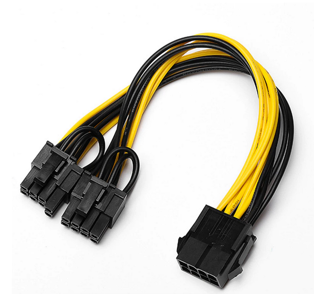 PCI-e- 6 Pin 8- Pin Female to 2 PCI (6+2) pin Male power Y Splitter 18AWG