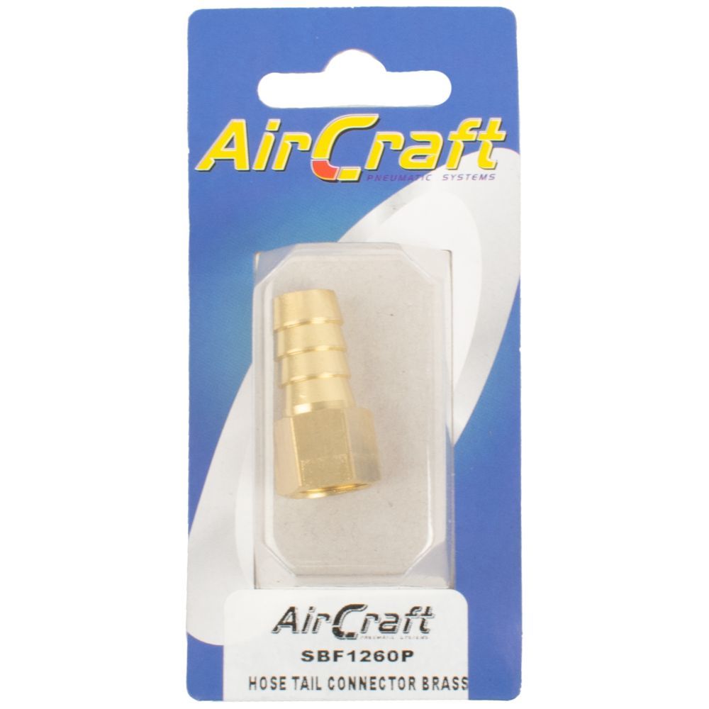 Aircraft Hose Tail Connector Brass 1/4F x 12mm 1 Piece Pack 4 Pack