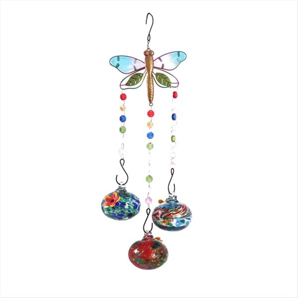 Charming Wind Chimes Hanging Bird Feeder with Flower Shape Feeding Ports B