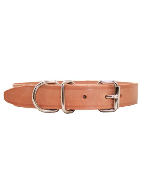 Luvsa PBR25 Veg Tanned Leather Dog Collar Nat Rivet - 2.5x55cm