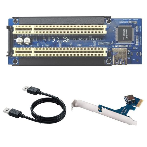 PCI-E to Dual PCI Expansion Card Adapter ASM1083 Support Capture Card