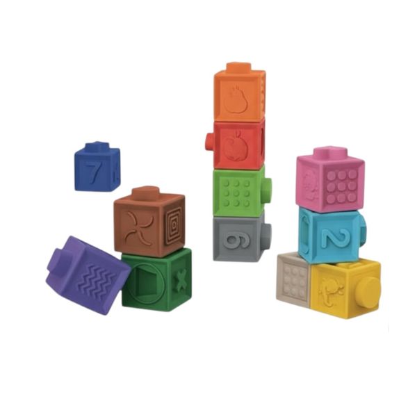 12pieces Mini Baby Blocks Soft Building Educational Squeeze Play Toy
