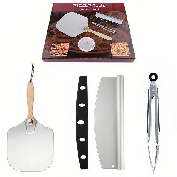 Pizza Cutter Shovel Peel Bake Tray BBQ Fry Meat Tong Aluminum Metal
