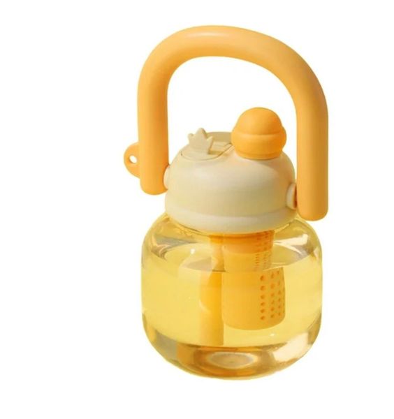 850ml Cute Water Bottle with Straw &amp; Tea Infuser- Leakproof Cup with Handle