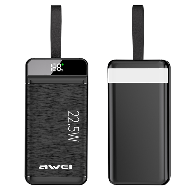 awei-30000 mAh Fast Charge Power Bank with LED Light-All Phones Supported