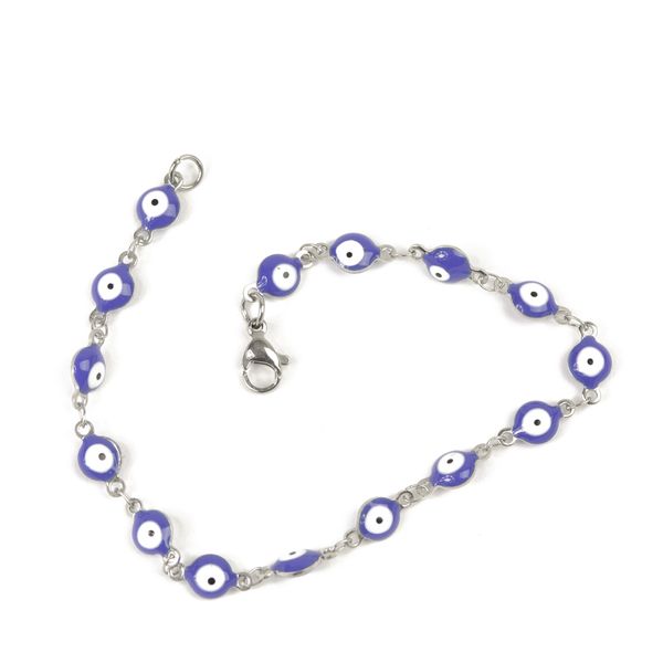 Stainless Steel Evil Eye Bracelet Light Blue