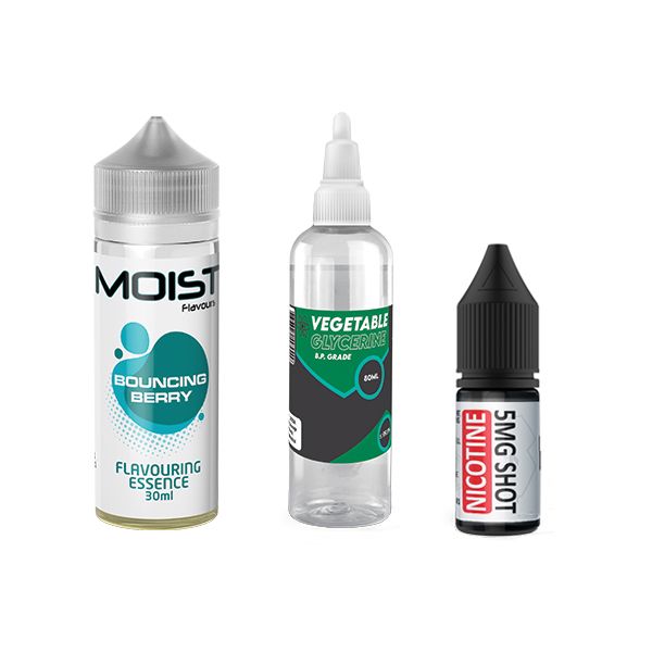 120ml Moist Vape Juice DIY Longfill Kit - Bouncing Berry - 2mg