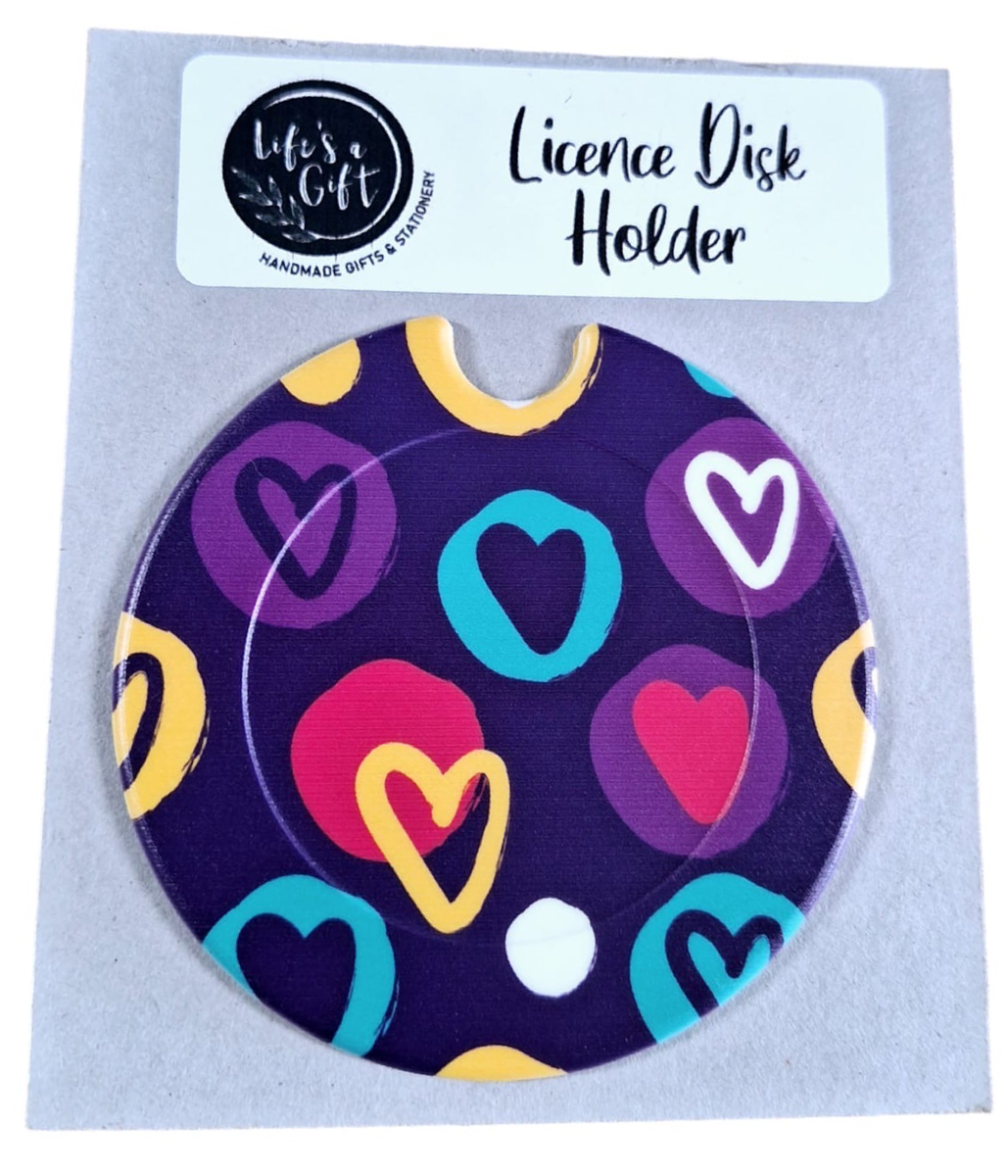 licence-disk-holder-colourful-circles-with-hearts-shop-today-get