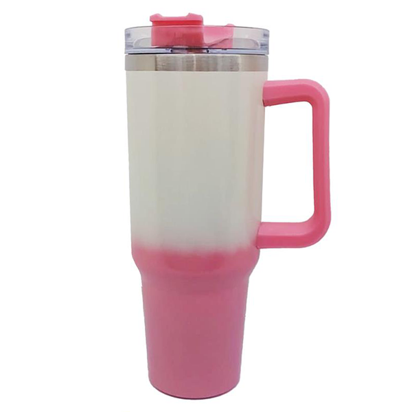 Light Pink Glitter Straw Tumbler