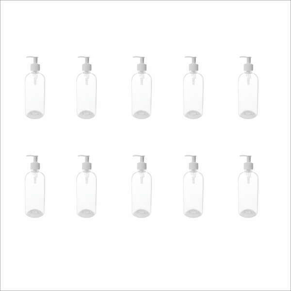 10-Pack 500ml Clear PET Lotion Pump Bottles - Refillable &amp; Durable