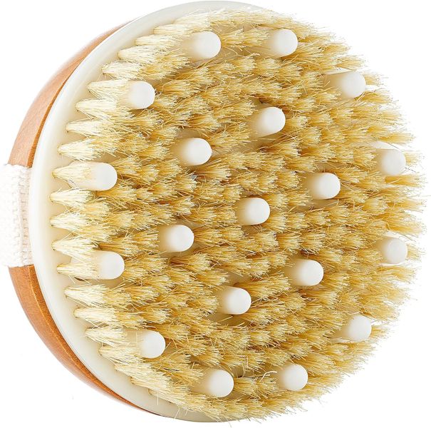Round Dry Brush Body Skin Brush with Massage Nodes for Bath and Exfoliate