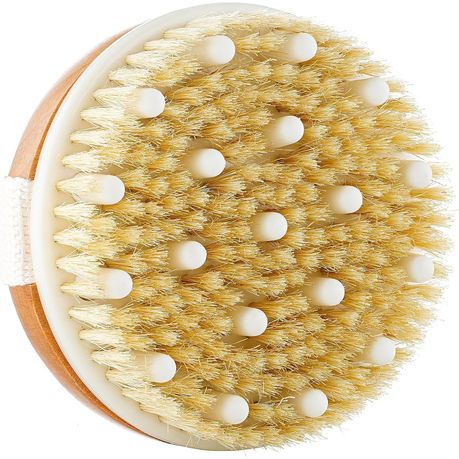 Round Dry Brush Body Skin Brush with Massage Nodes for Bath and Exfoliate Image