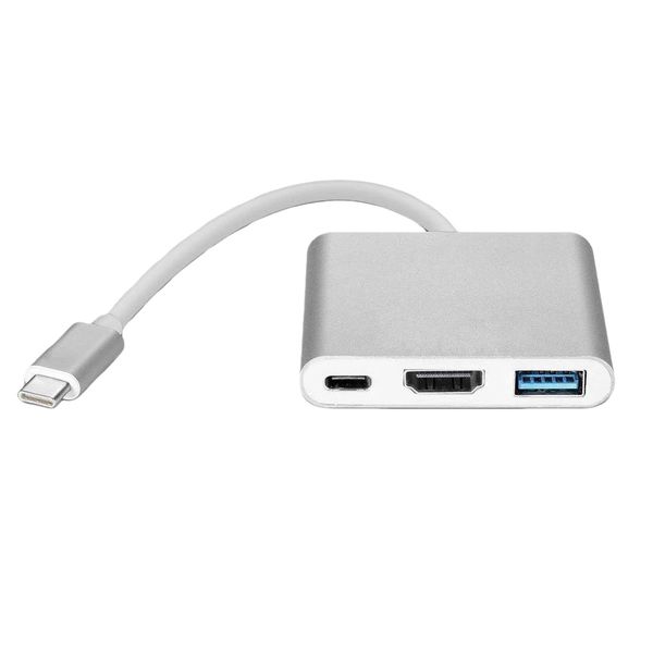 Aluminum Shell 3-in-1 USB C Hub 4K HDMI Splitter Compatible with MacBook