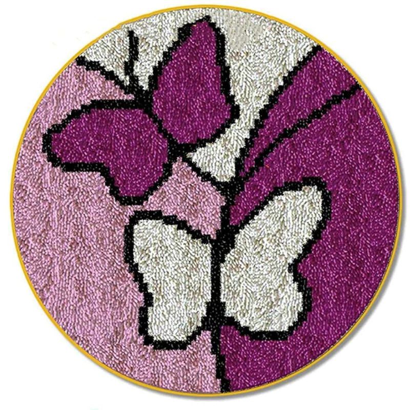 Volamor - Latch Hook Rug Kit , Purple Butterfly Rug Knitting Kit