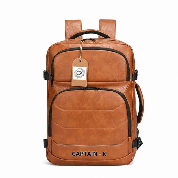 Captain - K - Leather Waterproof All Purpose Expandable Laptop Backpack
