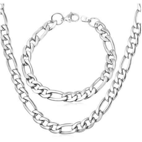 Mens stainless steel 2025 necklace and bracelet set