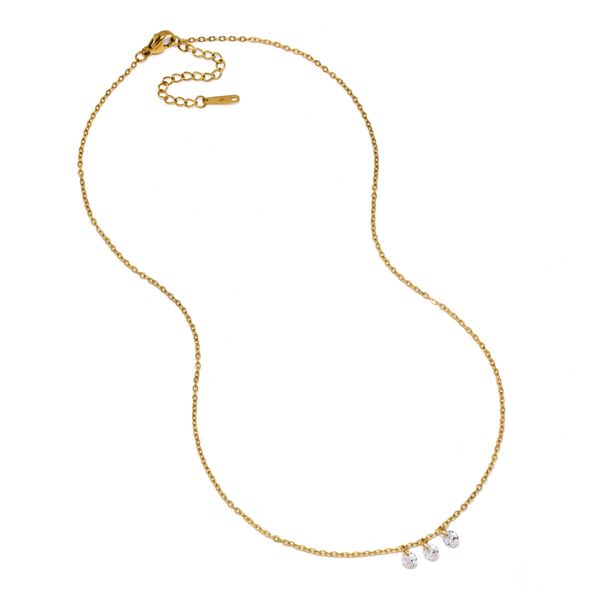 Lily &amp; Rose Waterproof Steel Dainty Triple Cubic Zirconia Drop Necklace