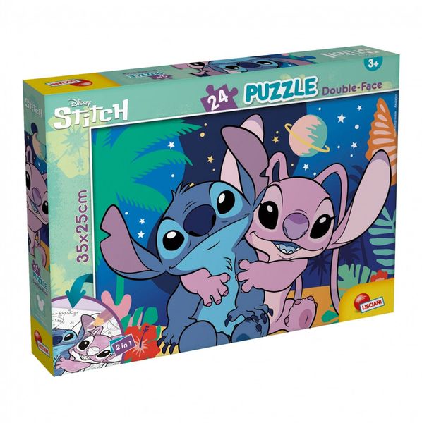 Lisciani 24 Piece Double Face Puzzle - Disney Lilo &amp; Stitch: Colouring Fun!