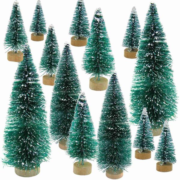 34 Pcs Mini Christmas Tree Snow Frost Small Pine Tree DIY Craft Desktop Dec
