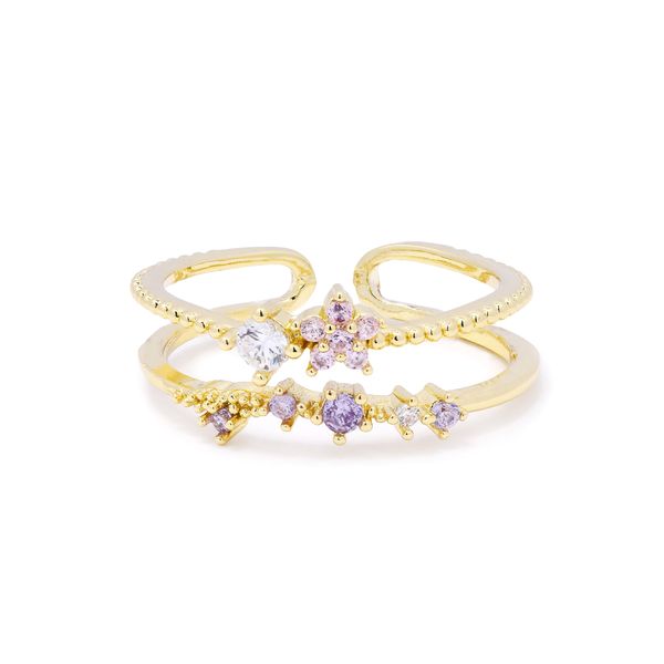 iDesire Cubic Zirconia Floral Adjustable Ring