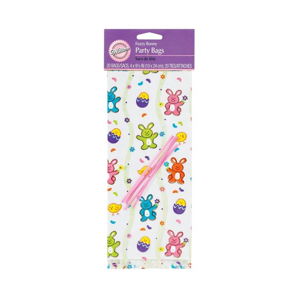Wilton 20pk Fuzzy Bunny Easter Rabbit Party Treat Candy Sweet Gift Bags