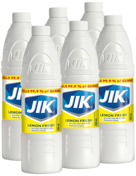 JIK 6 x 500ml, Germ Killing, Liquid Thin Bleach, Stain remover, Lemon