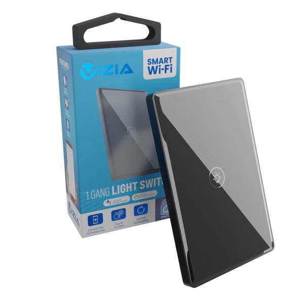 VIZIA Smart WiFi Light Switch - 1 Gang (Google Home &amp; Amazon Alexa) - Black