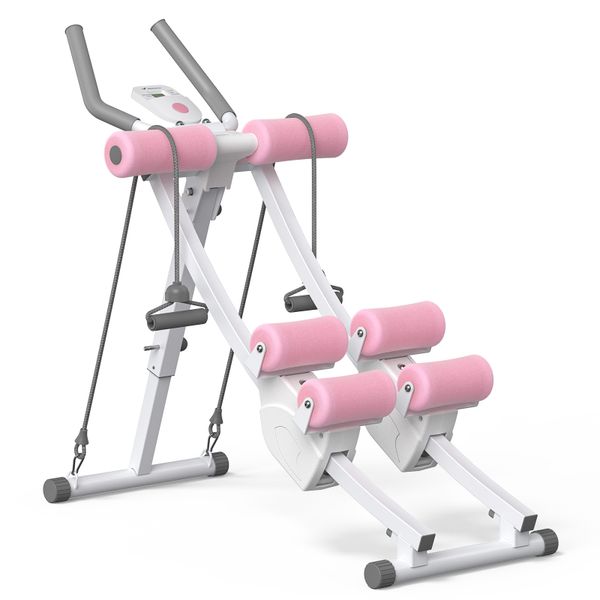 MERACH Dual Track Adjustable Ab Trainer Machine with LCD Monitor Core&amp;Waist