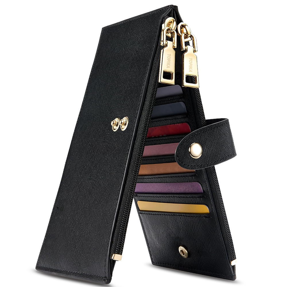 Topika - RFID Women Wallet, Bifold Black/Off-White Wallets for Daily Use