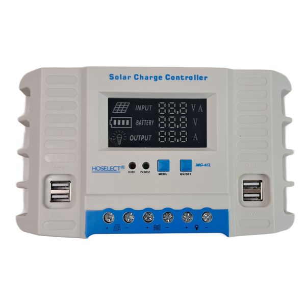 50A PWM Solar Charge Controller 12V/24V - LCD Display with Dual USB Outputs