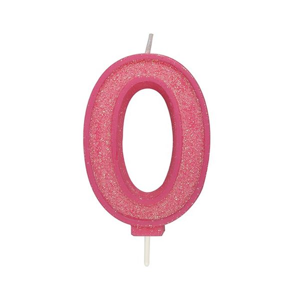 Culpitt Sparkle Numeral Candle for Birthdays - Pink - 70mm - Numbers 0 - 9