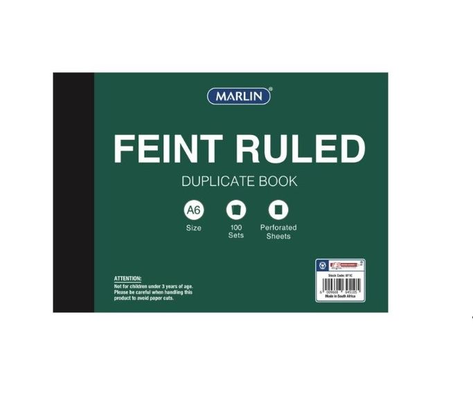 Marlin - A6 Feint Ruled Duplicate Books (Pack Of 5)