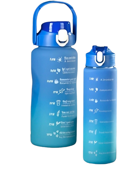 Set of 2 Bottles Motivational Pastel Water Bottles with Quotes 2LT + 900ml