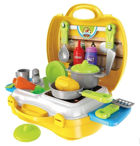 2-in-1 Kitchen Suitcase Toy Box, Playset