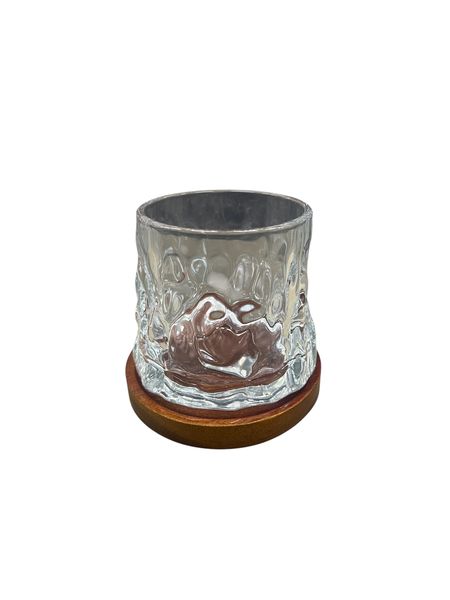 Crystal Whiskey Glass With Wooden Coaster