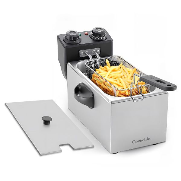 Cozéchic - 4L Electric Fryer with Timer, 2000W Deep Fryer, Tempe Control