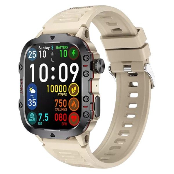 LIGE - Multifunctional Smart Watch With Bluetooth Calling - Beige