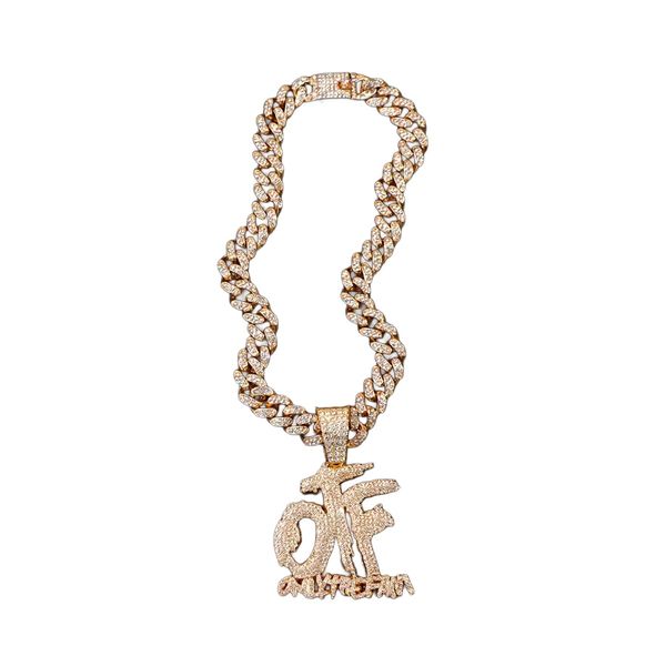 Hip Hop OTF Only The Family Pendant Cuban Necklace Iced Bling Miami Style