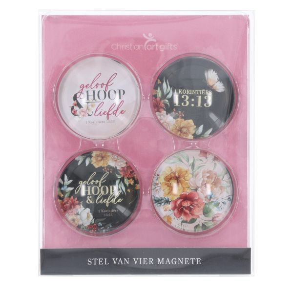 Glass Four-Piece Magnetic Set - Geloof Hoop en Liefde