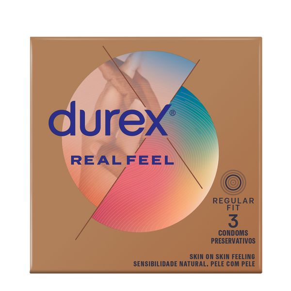 Durex 3's, Latex-Free, Lubricated Condoms, Real Feel