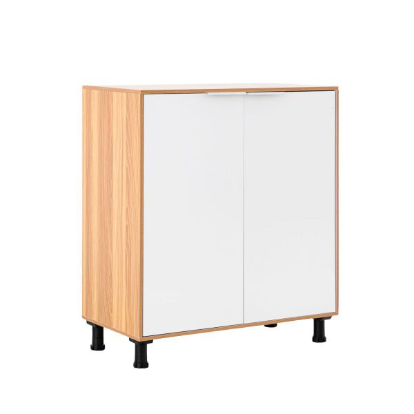 Oak &amp; White Kitchen Cabinet With 2 Doors