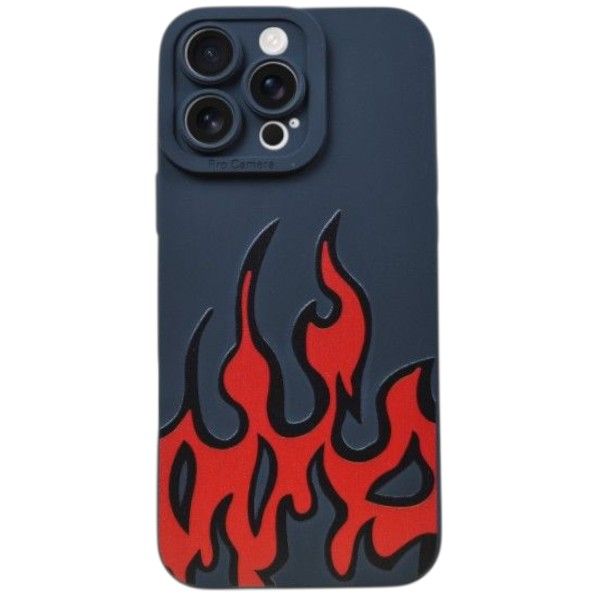 Bold Flame Design Phone Case Compatible With Phone 13 Pro Max- Black