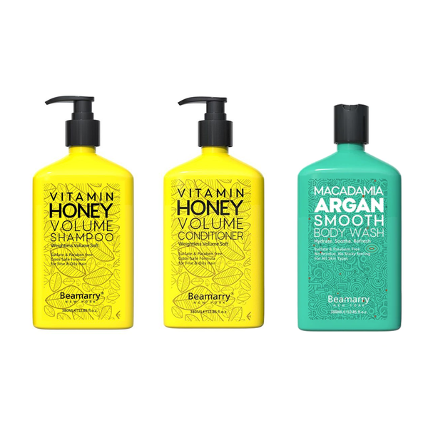 Beamarry Vitamin Honey Volume Shampoo, Conditioner, Body Wash-Sulfate Free
