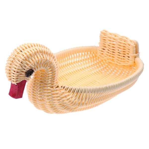 Kitchen Decor Elegant Woven Ratten Swan Food Basket - 29cm